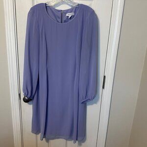 Nine West Lavender Chiffon Long Sleeve Shift Dress